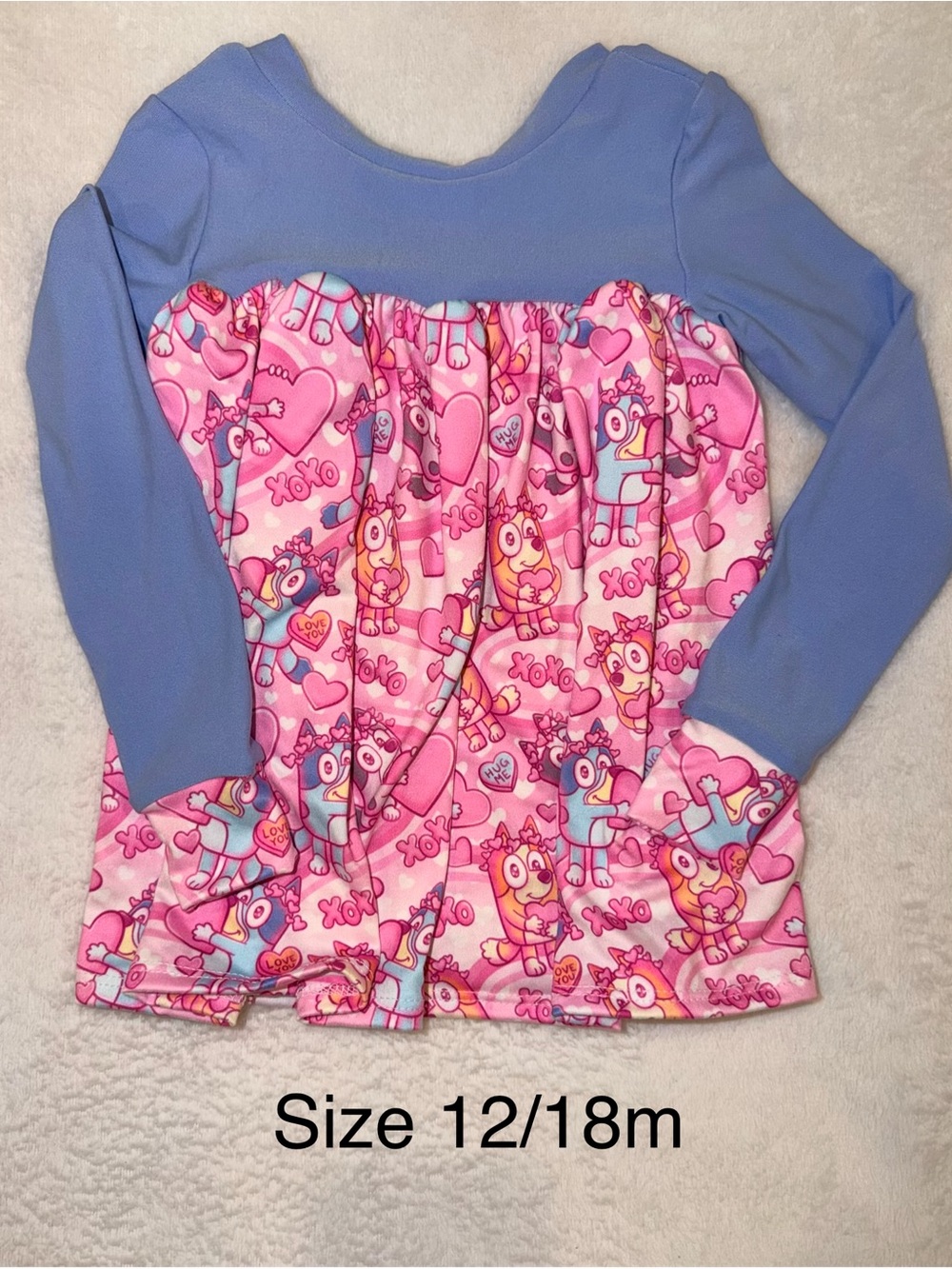 Handmade Bluey top with Blue Sleeves